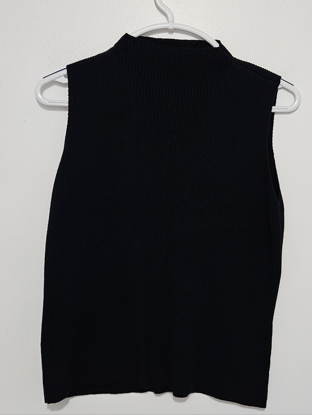 Worthington Essentials Womwn's Black Ribbed Sleeveless Mock Neck Top Size Large